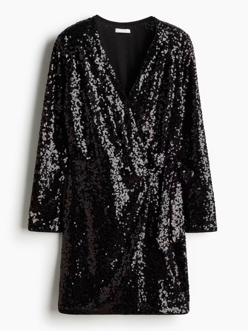 H&M Black Sequin Mini Dress XL NWT Wrap Cocktail Party